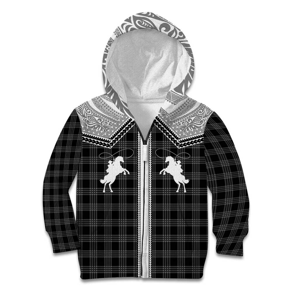 Aloha Hawaii Cowboys Paniolo Kid Hoodie Black Palaka - Polynesian Pride
