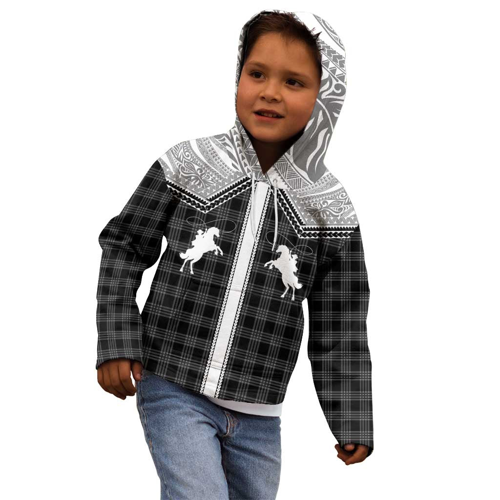 Aloha Hawaii Cowboys Paniolo Kid Hoodie Black Palaka - Polynesian Pride