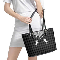 Aloha Hawaii Cowboys Paniolo Leather Tote Bag Black Palaka - Polynesian Pride