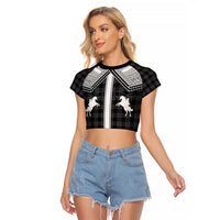 Aloha Hawaii Cowboys Paniolo Raglan Cropped T Shirt Black Palaka - Polynesian Pride
