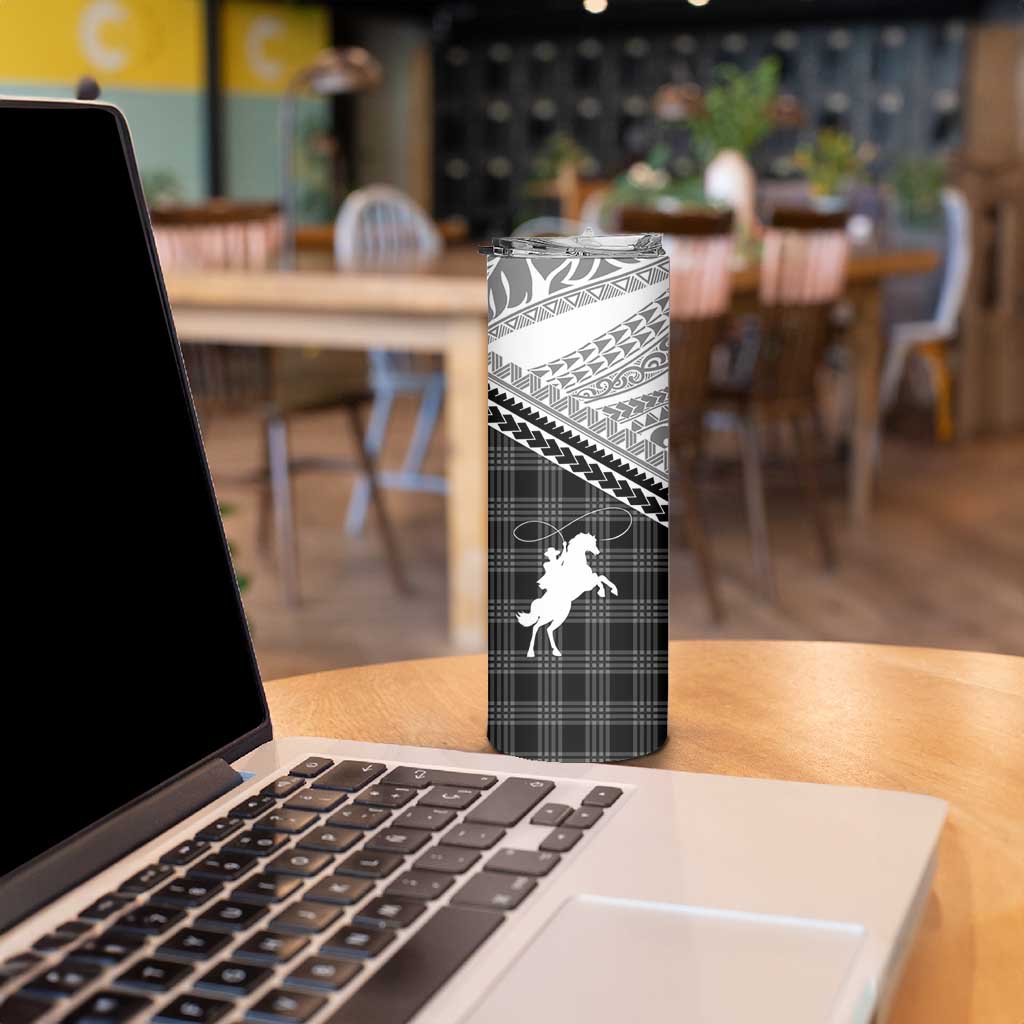 Aloha Hawaii Cowboys Paniolo Skinny Tumbler Black Palaka - Polynesian Pride