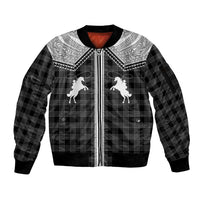 Aloha Hawaii Cowboys Paniolo Sleeve Zip Bomber Jacket Black Palaka - Polynesian Pride