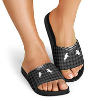 Aloha Hawaii Cowboys Paniolo Slide Sandals Black Palaka - Polynesian Pride