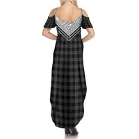 Aloha Hawaii Cowboys Paniolo Summer Maxi Dress Black Palaka - Polynesian Pride