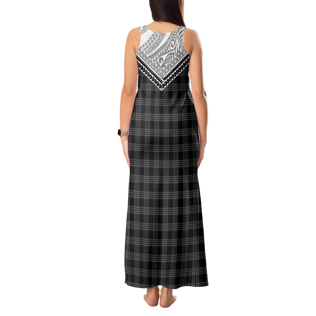 Aloha Hawaii Cowboys Paniolo Tank Maxi Dress Black Palaka - Polynesian Pride