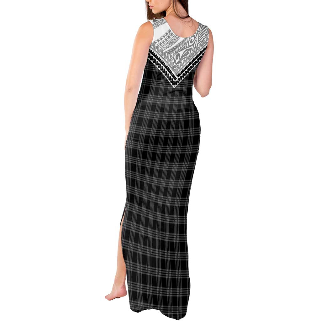Aloha Hawaii Cowboys Paniolo Tank Maxi Dress Black Palaka - Polynesian Pride