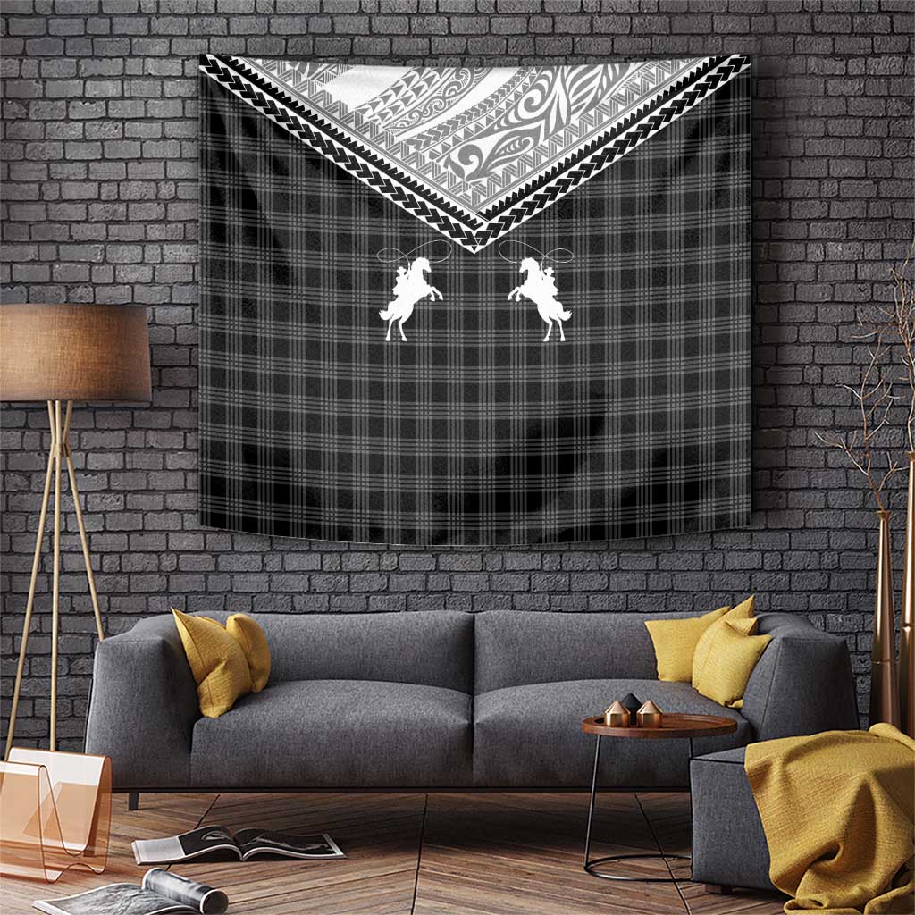 Aloha Hawaii Cowboys Paniolo Tapestry Black Palaka - Polynesian Pride