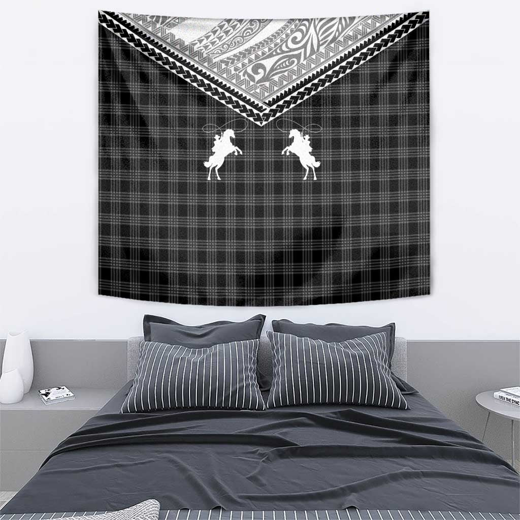 Aloha Hawaii Cowboys Paniolo Tapestry Black Palaka - Polynesian Pride