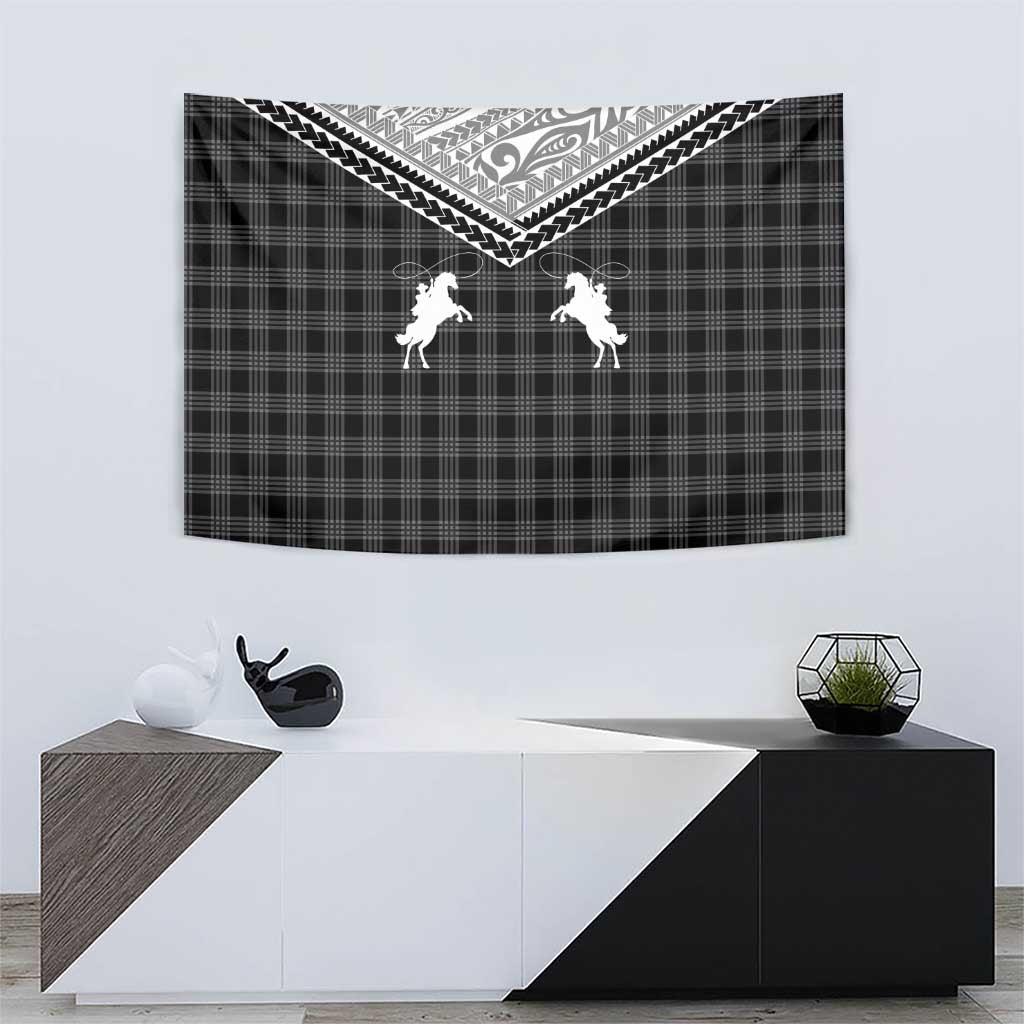 Aloha Hawaii Cowboys Paniolo Tapestry Black Palaka - Polynesian Pride