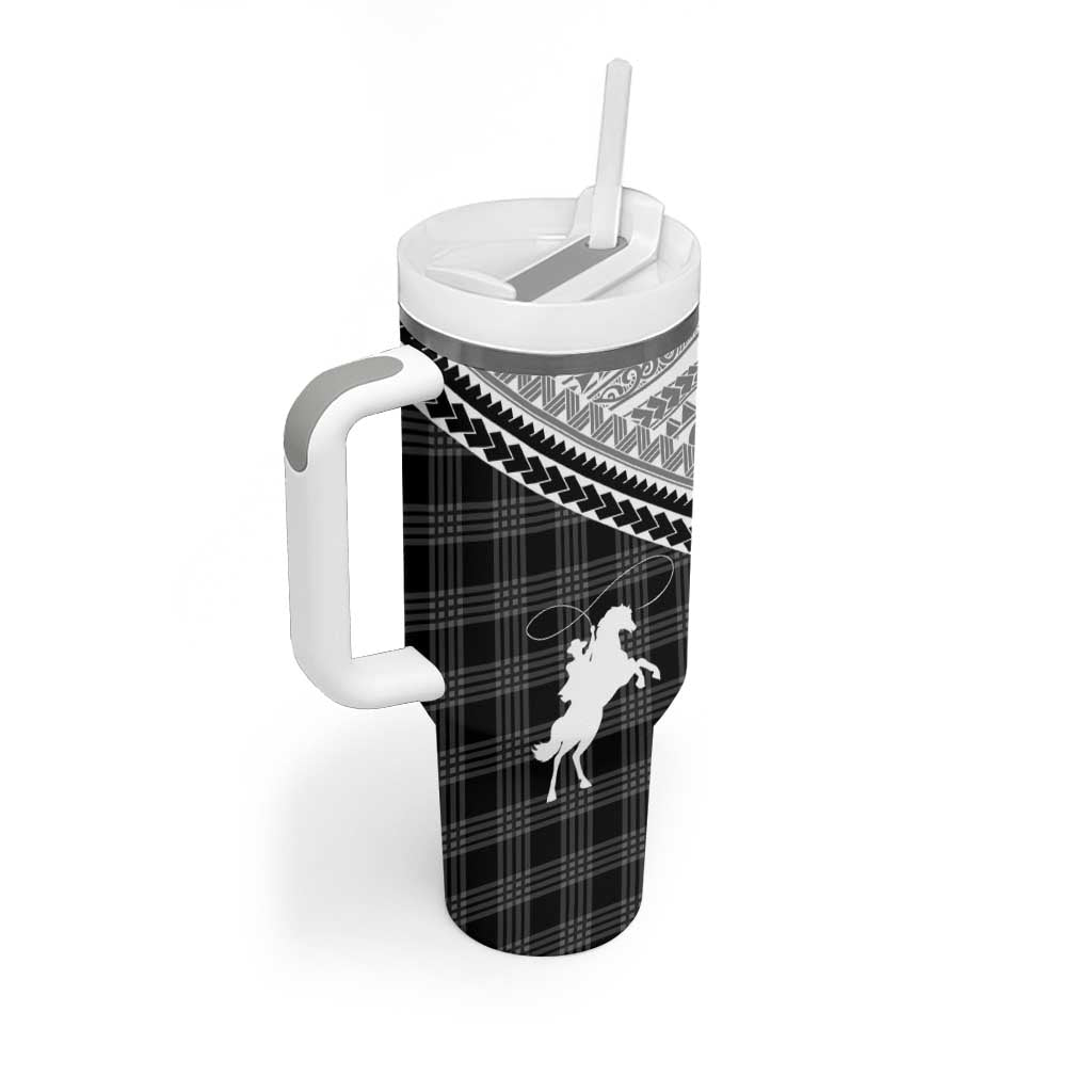 Aloha Hawaii Cowboys Paniolo Tumbler With Handle Black Palaka - Polynesian Pride