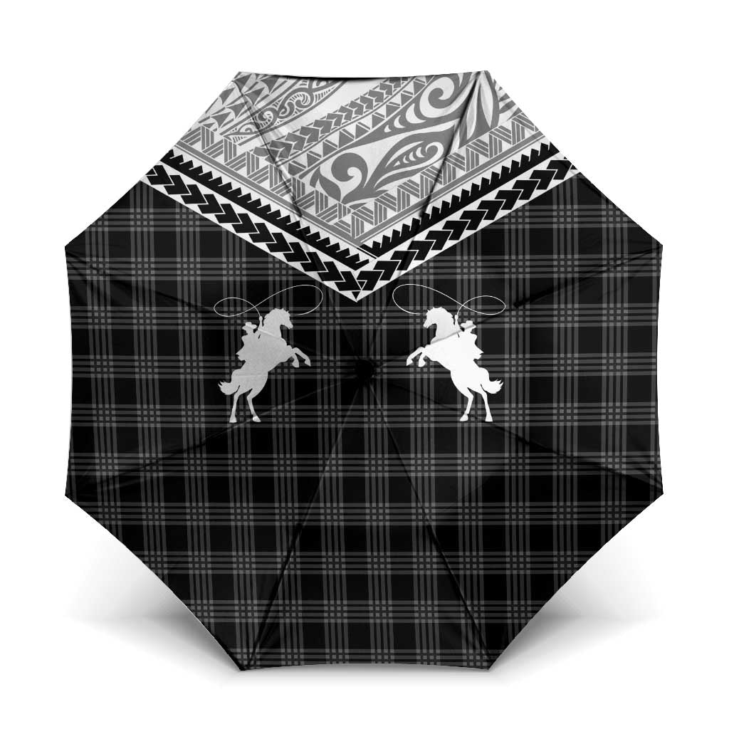 Aloha Hawaii Cowboys Paniolo Umbrella Black Palaka - Polynesian Pride