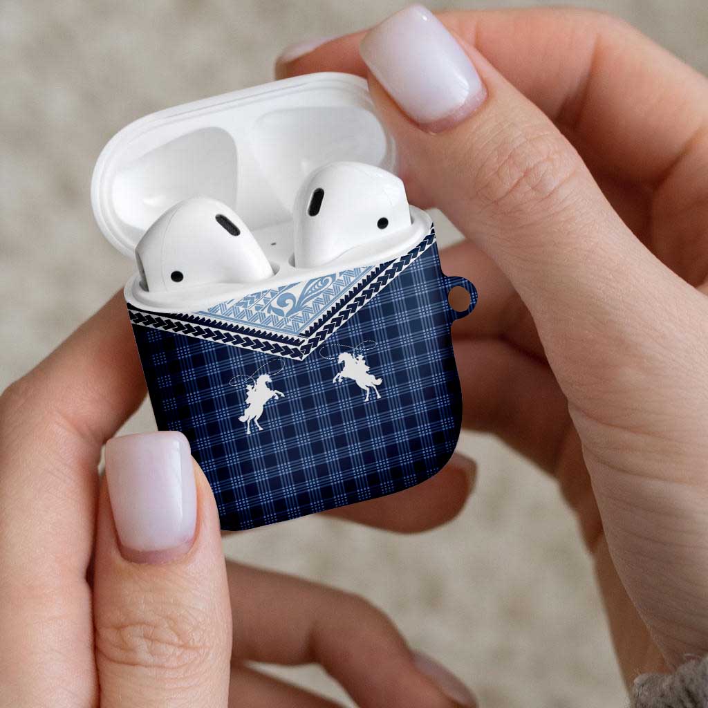 Aloha Hawaii Cowboys Paniolo AirPods Case Navy Blue Palaka - Polynesian Pride