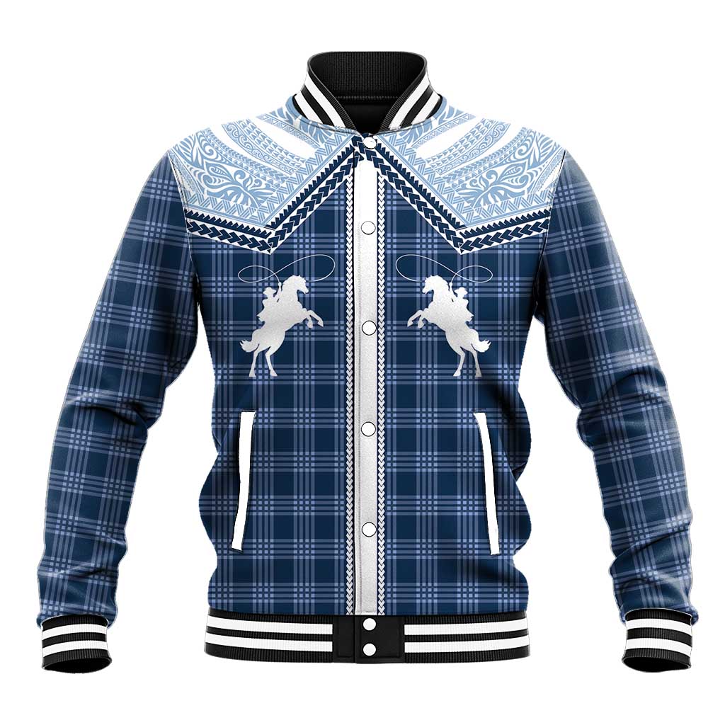 Aloha Hawaii Cowboys Paniolo Baseball Jacket Navy Blue Palaka - Polynesian Pride
