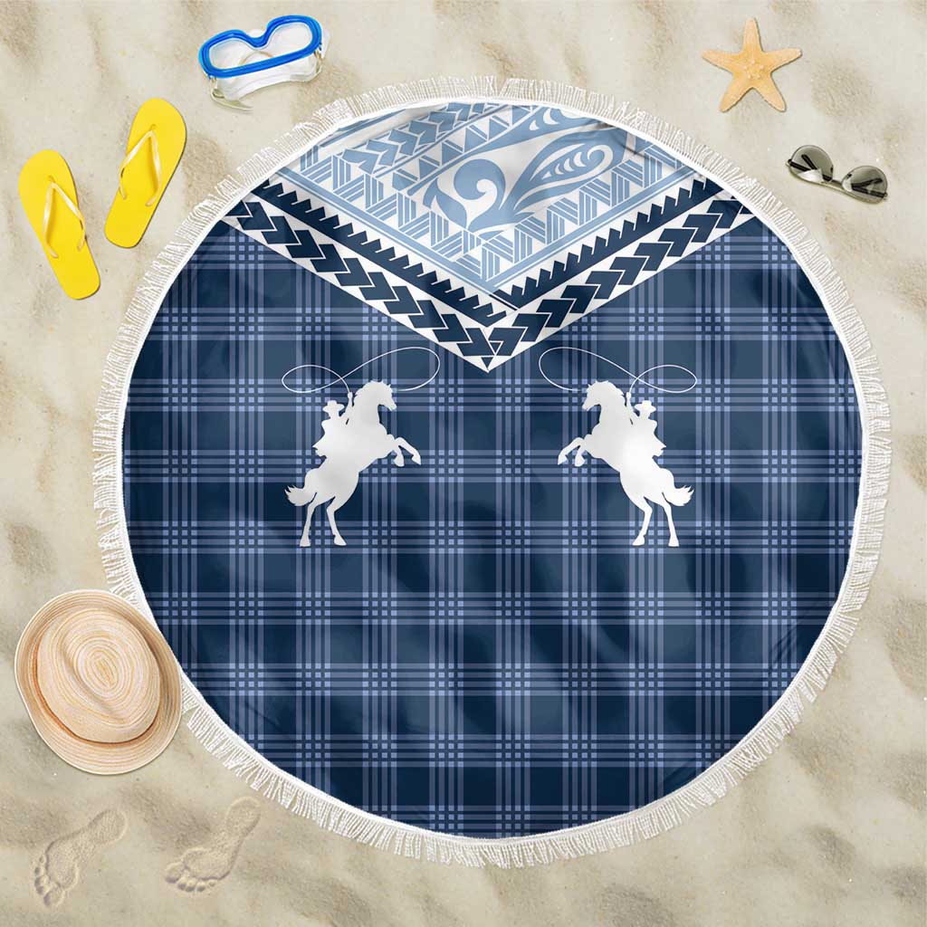 Aloha Hawaii Cowboys Paniolo Beach Blanket Navy Blue Palaka - Polynesian Pride
