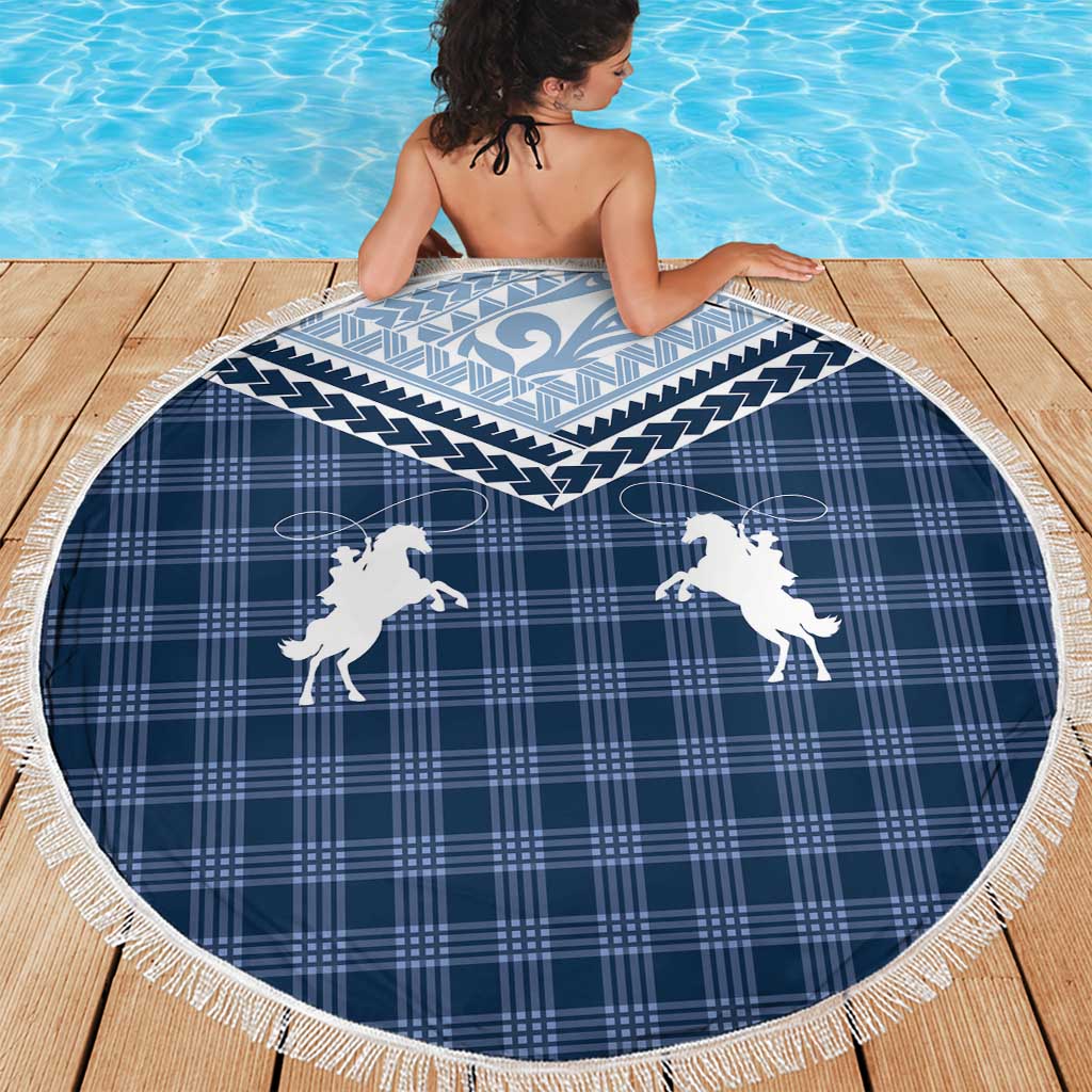 Aloha Hawaii Cowboys Paniolo Beach Blanket Navy Blue Palaka - Polynesian Pride