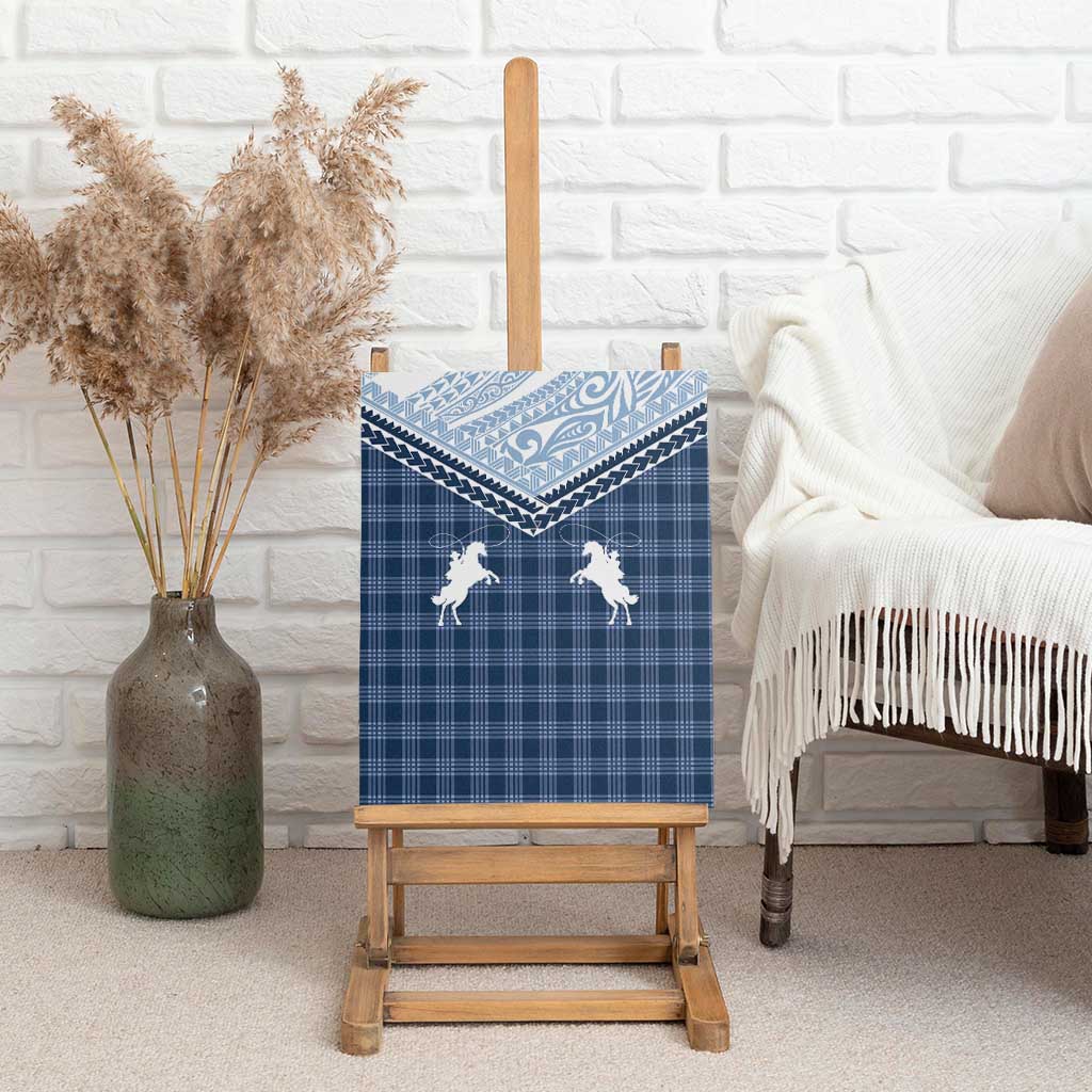 Aloha Hawaii Cowboys Paniolo Canvas Wall Art Navy Blue Palaka - Polynesian Pride