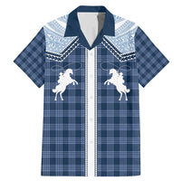 Aloha Hawaii Cowboys Paniolo Family Matching Mermaid Dress and Hawaiian Shirt Navy Blue Palaka LT7 Dad's Shirt - Short Sleeve Navy - Polynesian Pride