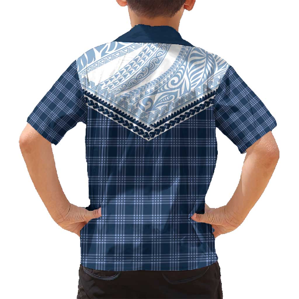 Aloha Hawaii Cowboys Paniolo Family Matching Off Shoulder Short Dress and Hawaiian Shirt Navy Blue Palaka LT7 - Polynesian Pride