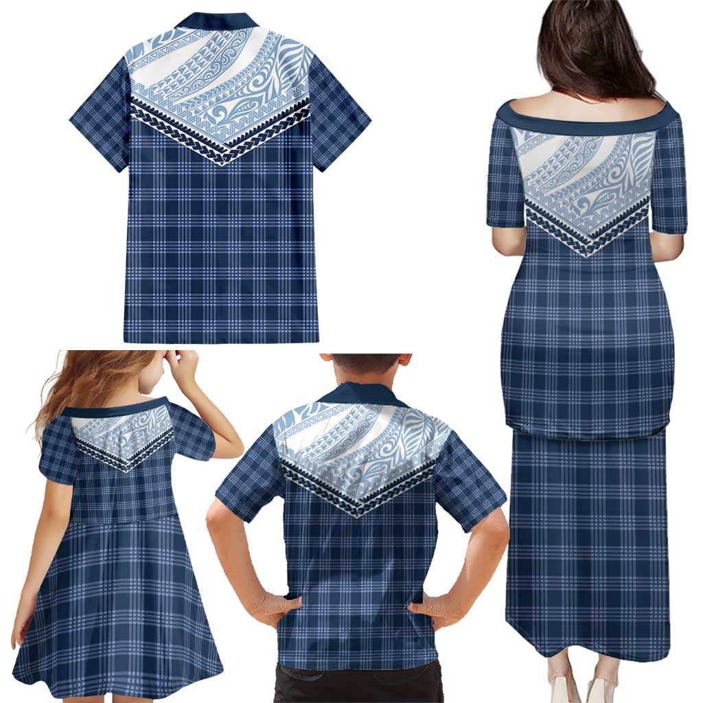 Aloha Hawaii Cowboys Paniolo Family Matching Puletasi and Hawaiian Shirt Navy Blue Palaka LT7 - Polynesian Pride