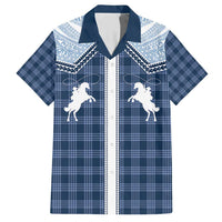 Aloha Hawaii Cowboys Paniolo Family Matching Short Sleeve Bodycon Dress and Hawaiian Shirt Navy Blue Palaka LT7 Dad's Shirt - Short Sleeve Navy - Polynesian Pride