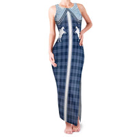 Aloha Hawaii Cowboys Paniolo Family Matching Tank Maxi Dress and Hawaiian Shirt Navy Blue Palaka LT7 Mom's Dress Navy - Polynesian Pride