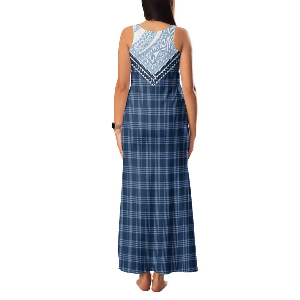 Aloha Hawaii Cowboys Paniolo Family Matching Tank Maxi Dress and Hawaiian Shirt Navy Blue Palaka LT7 - Polynesian Pride