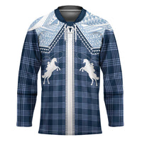 Aloha Hawaii Cowboys Paniolo Hockey Jersey Navy Blue Palaka - Polynesian Pride