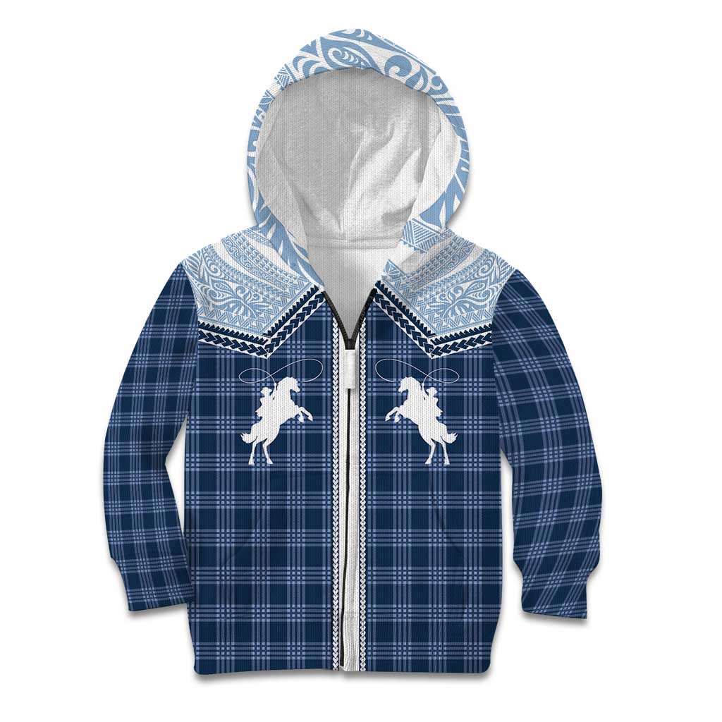Aloha Hawaii Cowboys Paniolo Kid Hoodie Navy Blue Palaka - Polynesian Pride