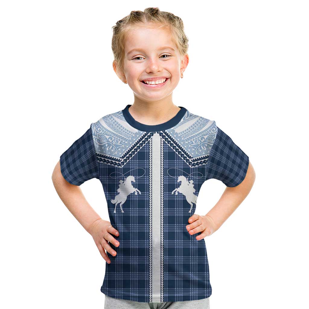 Aloha Hawaii Cowboys Paniolo Kid T Shirt Navy Blue Palaka - Polynesian Pride