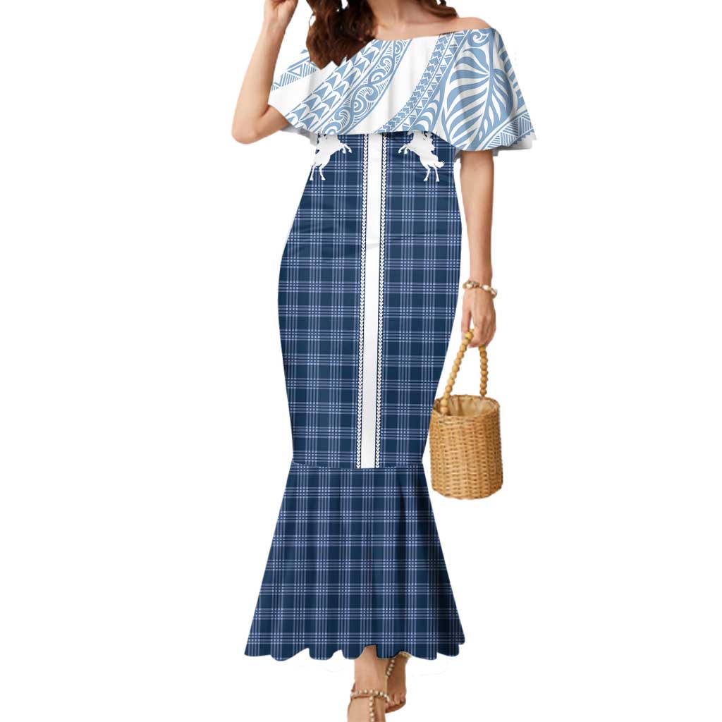 Aloha Hawaii Cowboys Paniolo Mermaid Dress Navy Blue Palaka - Polynesian Pride