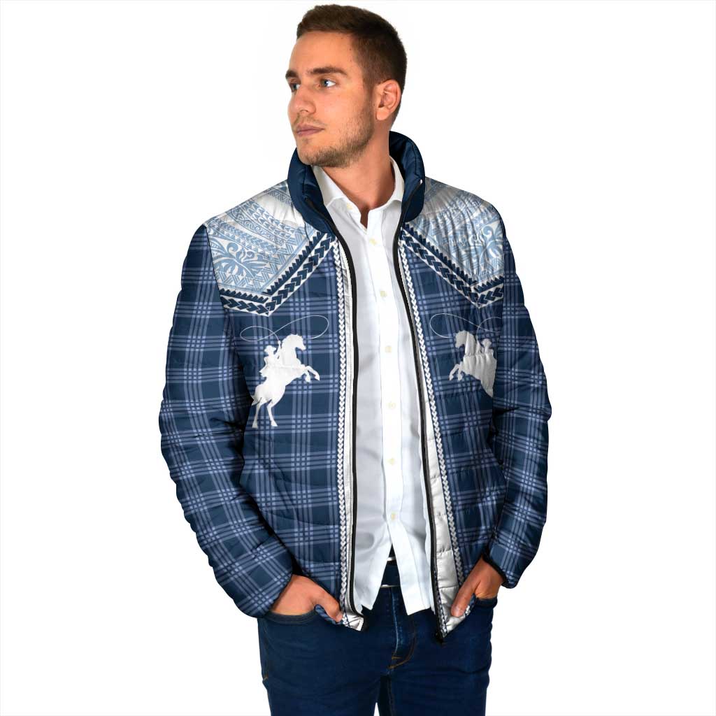 Aloha Hawaii Cowboys Paniolo Padded Jacket Navy Blue Palaka - Polynesian Pride
