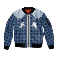 Aloha Hawaii Cowboys Paniolo Sleeve Zip Bomber Jacket Navy Blue Palaka - Polynesian Pride
