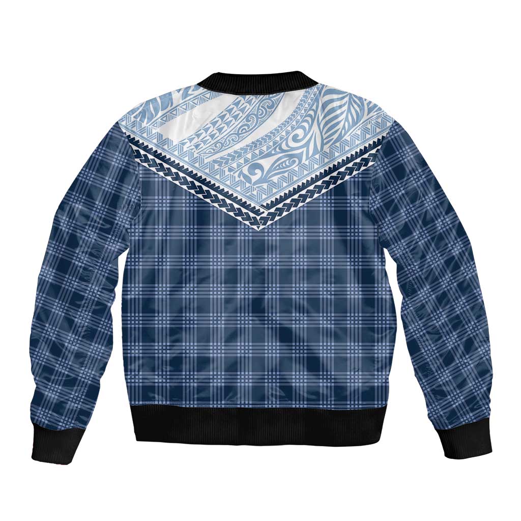 Aloha Hawaii Cowboys Paniolo Sleeve Zip Bomber Jacket Navy Blue Palaka - Polynesian Pride