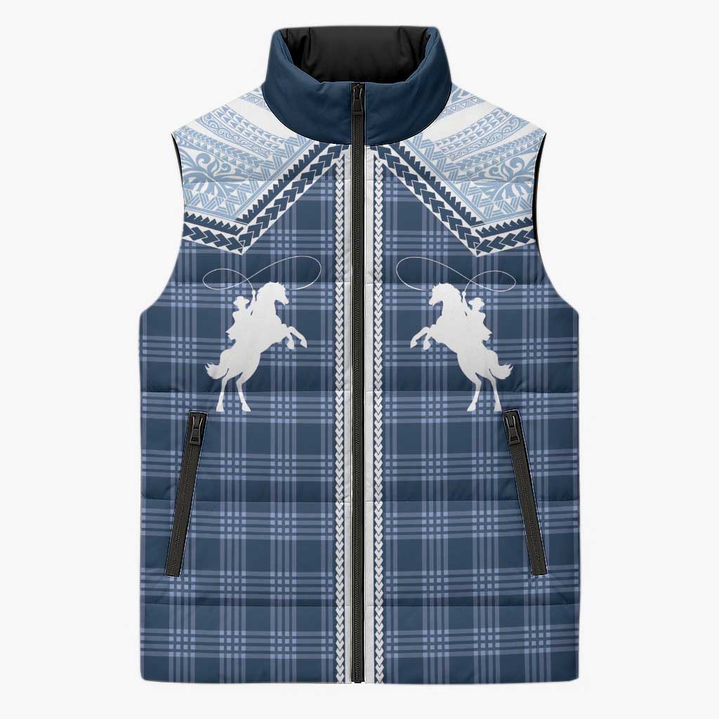 Aloha Hawaii Cowboys Paniolo Sleeveless Puffer Jacket Navy Blue Palaka - Polynesian Pride
