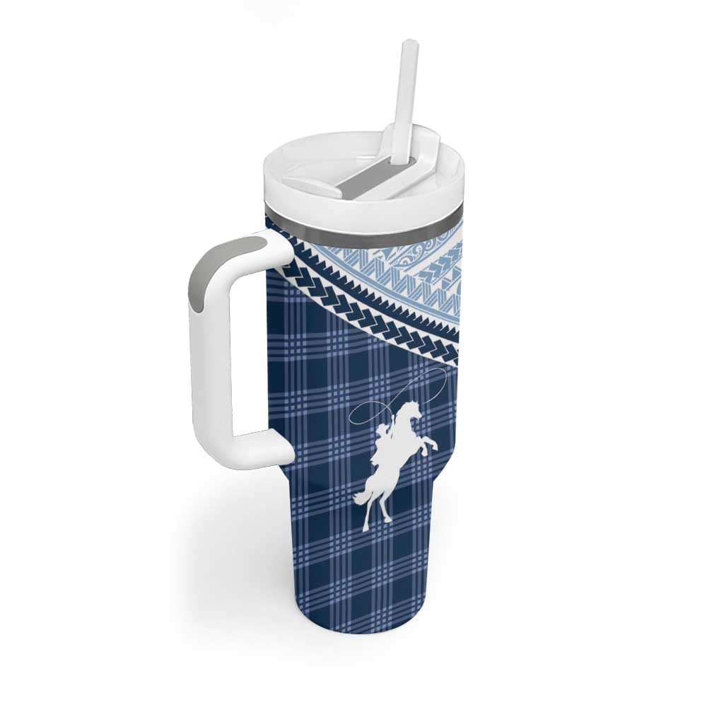 Aloha Hawaii Cowboys Paniolo Tumbler With Handle Navy Blue Palaka - Polynesian Pride