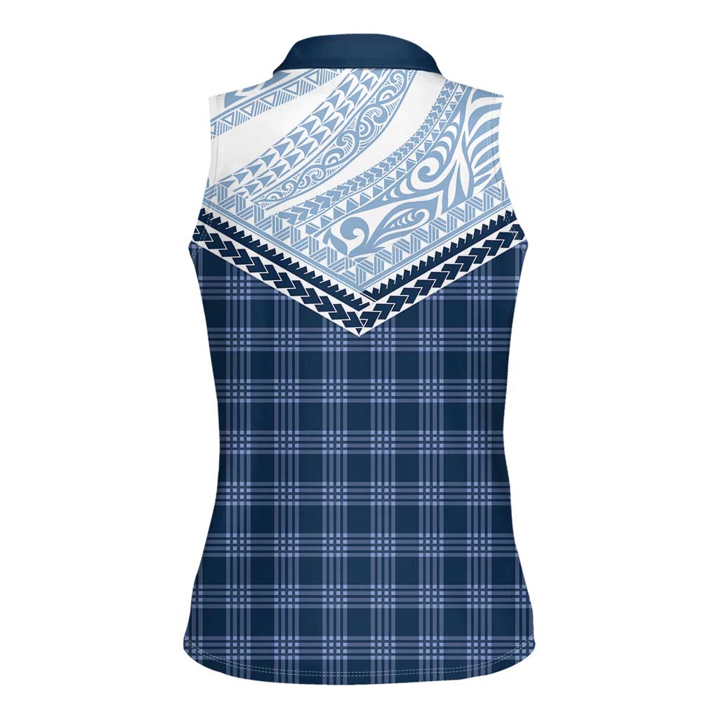 Aloha Hawaii Cowboys Paniolo Women Sleeveless Polo Shirt Navy Blue Palaka - Polynesian Pride