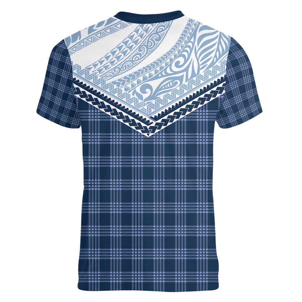Aloha Hawaii Cowboys Paniolo Women V-Neck T-Shirt Navy Blue Palaka - Polynesian Pride