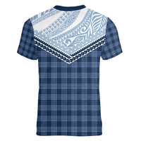 Aloha Hawaii Cowboys Paniolo Women V-Neck T-Shirt Navy Blue Palaka - Polynesian Pride