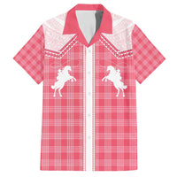 Aloha Hawaii Cowboys Paniolo Family Matching Long Sleeve Bodycon Dress and Hawaiian Shirt Rose Palaka LT7 Dad's Shirt - Short Sleeve Pink - Polynesian Pride