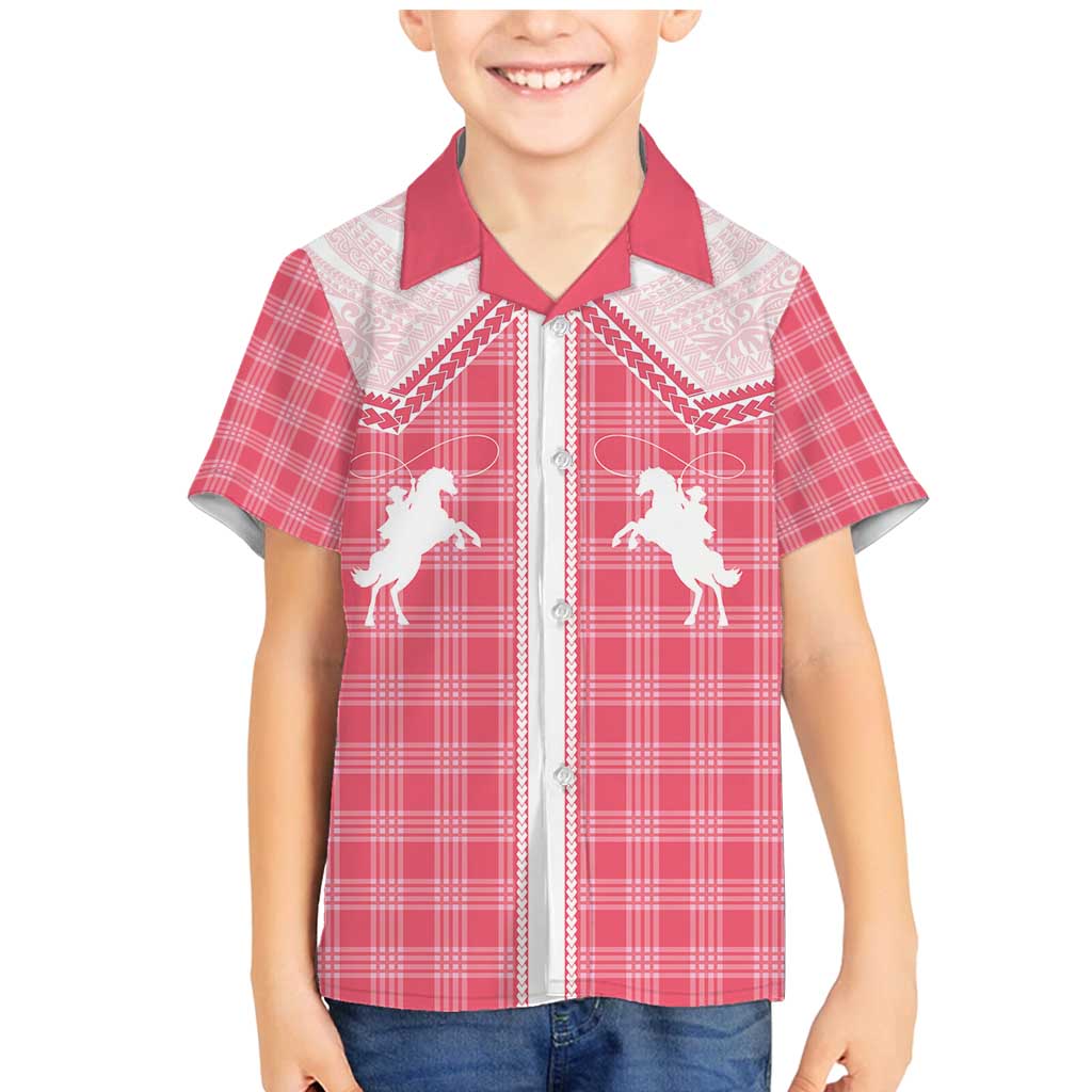 Aloha Hawaii Cowboys Paniolo Family Matching Mermaid Dress and Hawaiian Shirt Rose Palaka LT7 Son's Shirt Pink - Polynesian Pride
