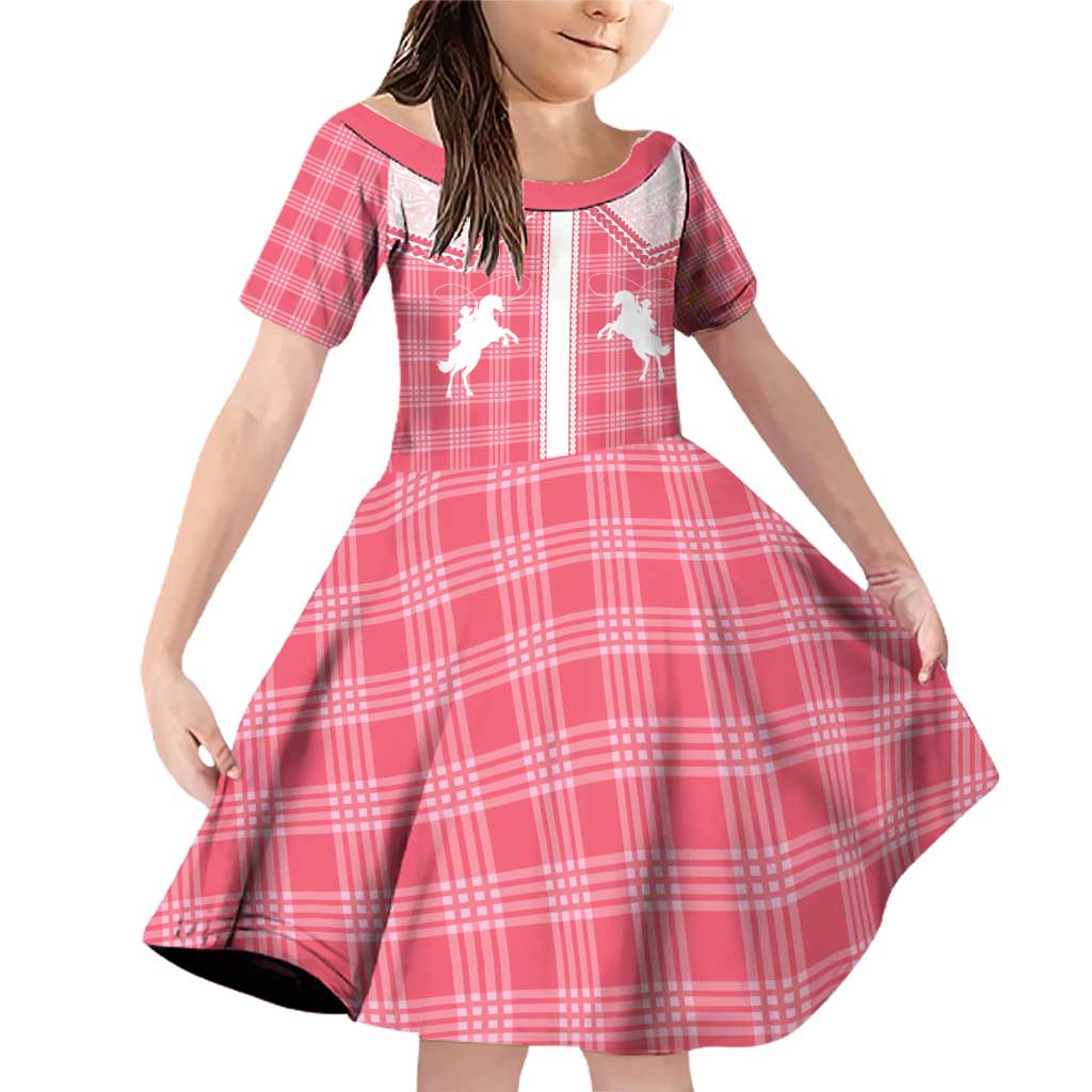 Aloha Hawaii Cowboys Paniolo Family Matching Off Shoulder Short Dress and Hawaiian Shirt Rose Palaka LT7 Daughter's Dress Pink - Polynesian Pride
