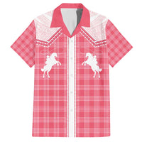 Aloha Hawaii Cowboys Paniolo Family Matching Off Shoulder Short Dress and Hawaiian Shirt Rose Palaka LT7 Dad's Shirt - Short Sleeve Pink - Polynesian Pride