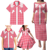Aloha Hawaii Cowboys Paniolo Family Matching Puletasi and Hawaiian Shirt Rose Palaka LT7 - Polynesian Pride