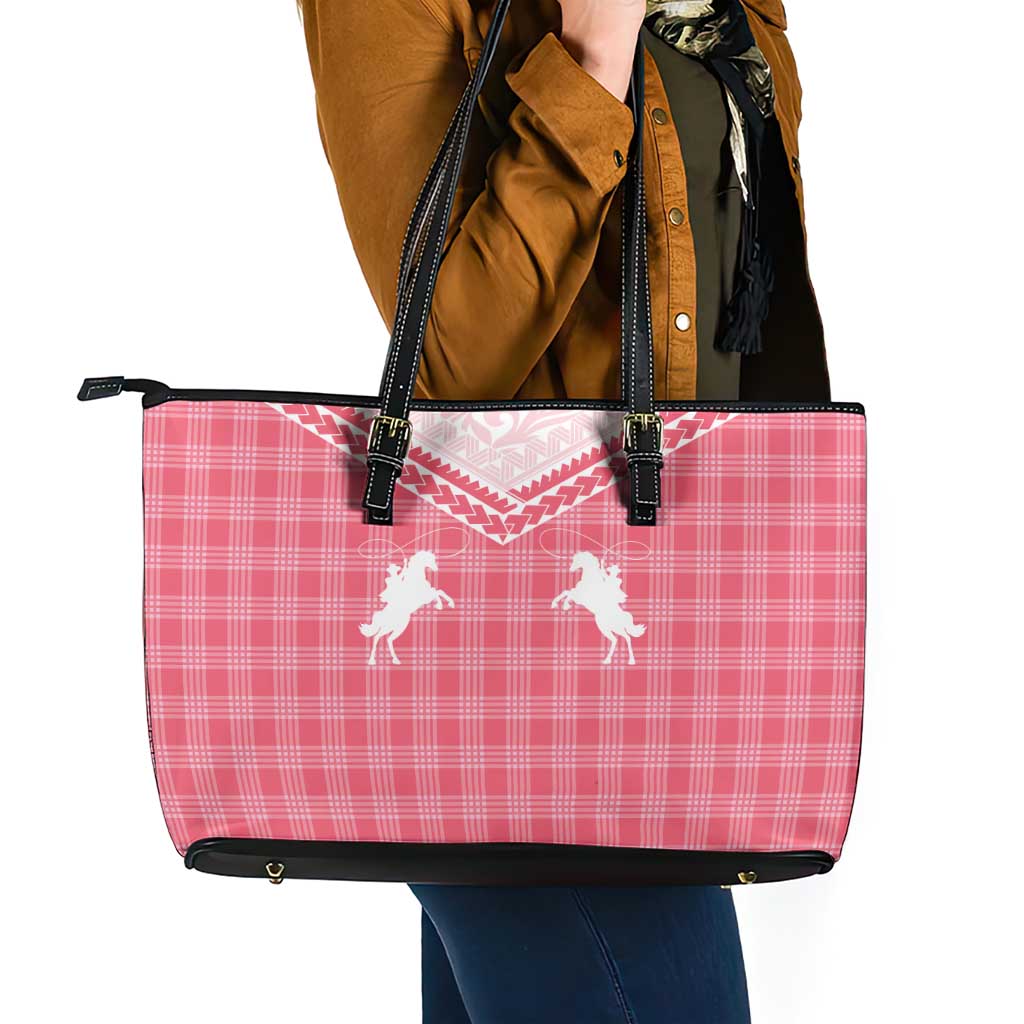 Aloha Hawaii Cowboys Paniolo Leather Tote Bag Rose Palaka - Polynesian Pride