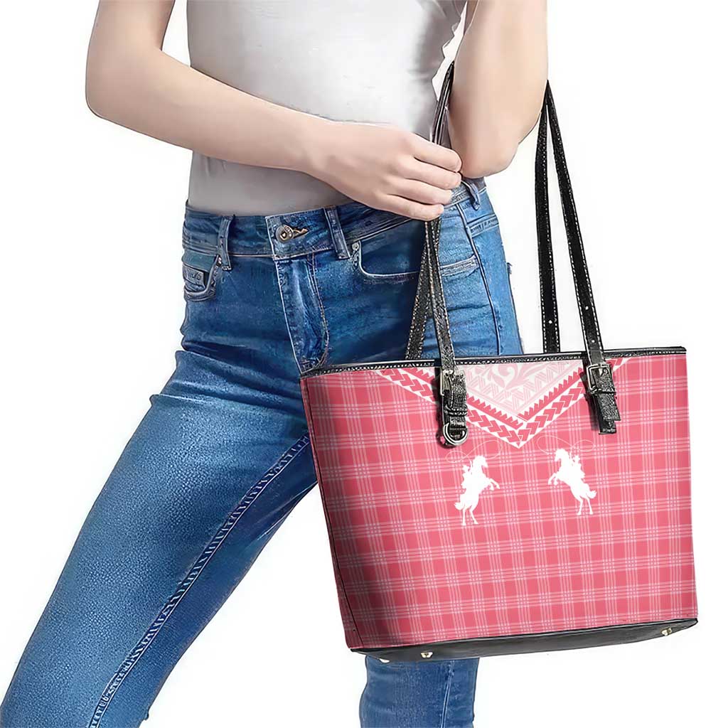 Aloha Hawaii Cowboys Paniolo Leather Tote Bag Rose Palaka - Polynesian Pride