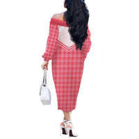 Aloha Hawaii Cowboys Paniolo Off The Shoulder Long Sleeve Dress Rose Palaka - Polynesian Pride