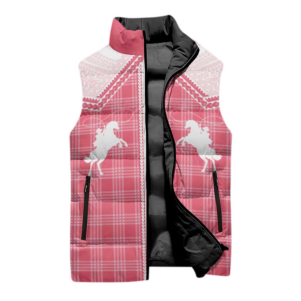 Aloha Hawaii Cowboys Paniolo Sleeveless Puffer Jacket Rose Palaka - Polynesian Pride