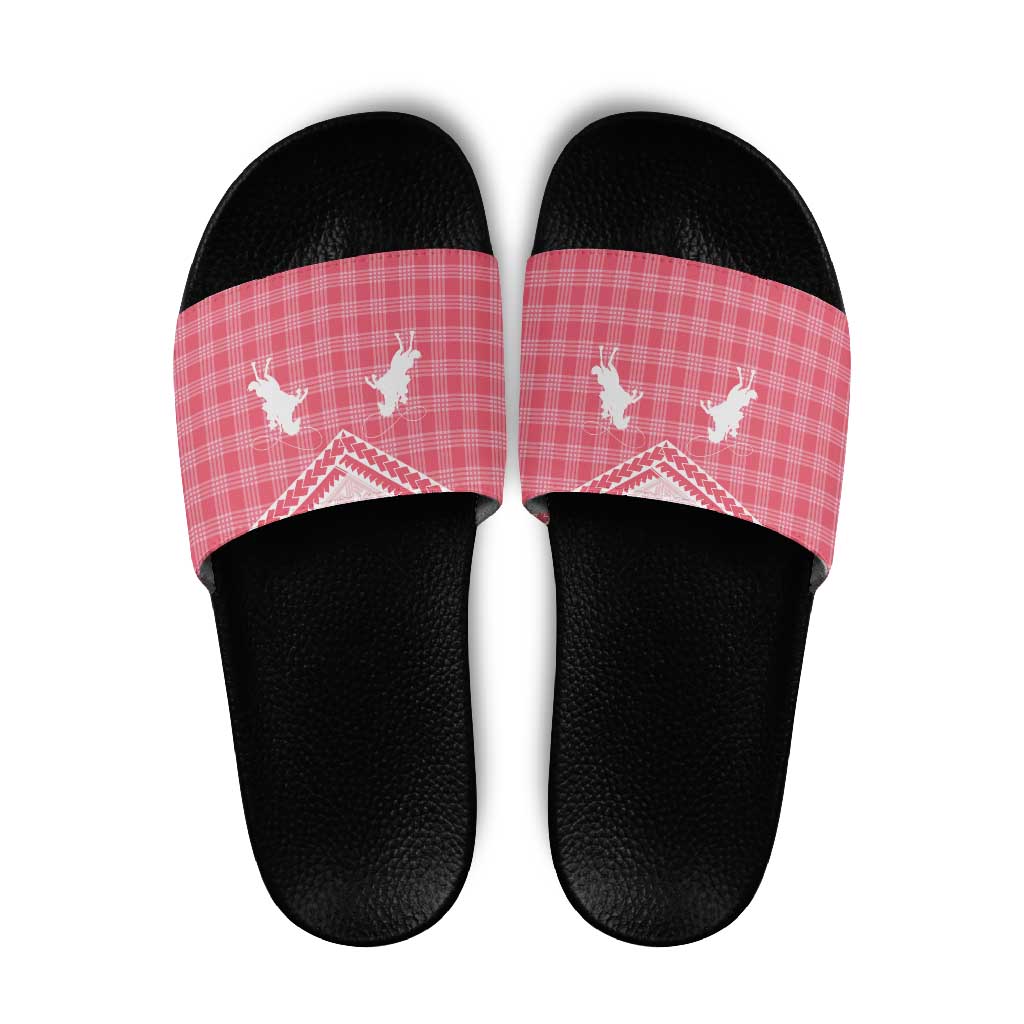 Aloha Hawaii Cowboys Paniolo Slide Sandals Rose Palaka - Polynesian Pride