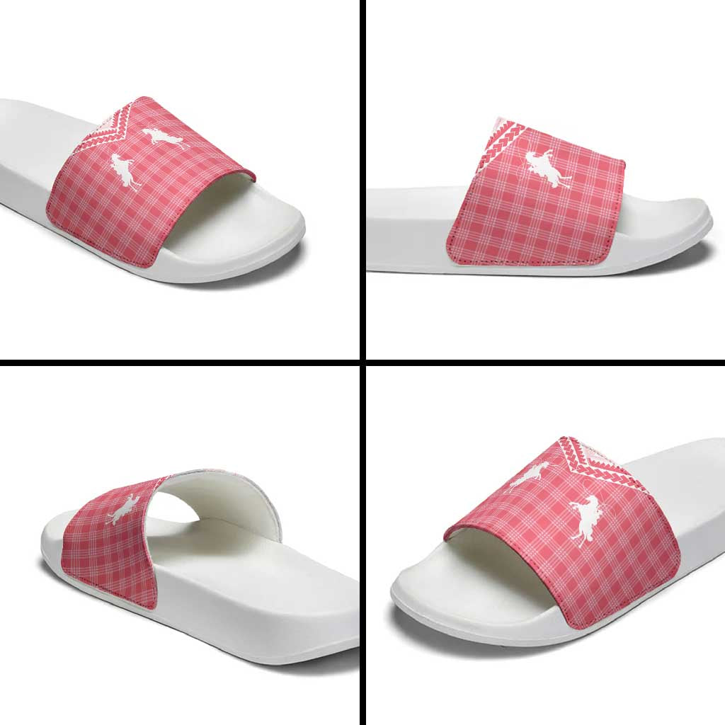 Aloha Hawaii Cowboys Paniolo Slide Sandals Rose Palaka - Polynesian Pride