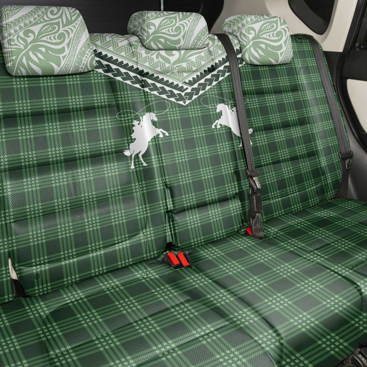 Aloha Hawaii Cowboys Paniolo Back Car Seat Cover Forest Green Palaka LT7 - Polynesian Pride